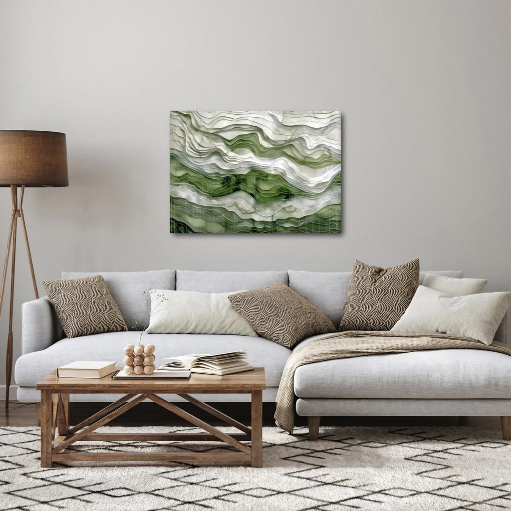Obraz - Zielone i białe zmarszczki (70x50 cm)