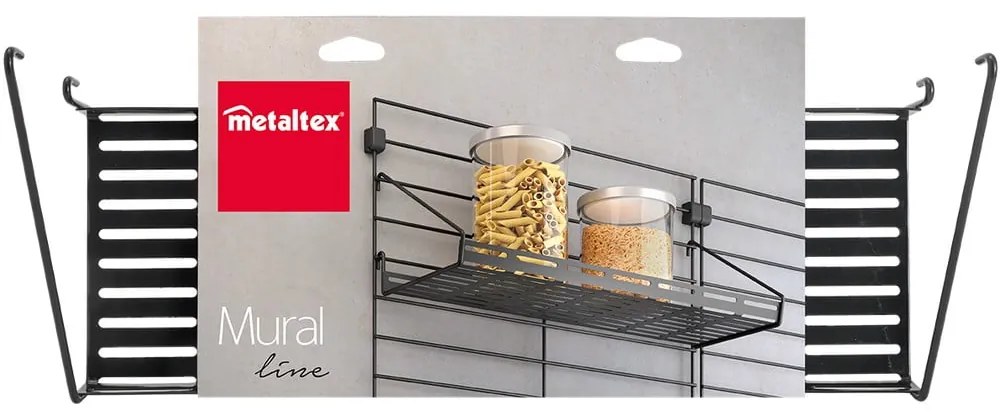 Czarny metalowy komponent – półka 43x15 cm Mural – Metaltex