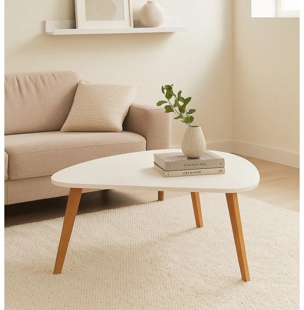 Biały stolik Bonami Essentials Skandinavian, dł. 84,5 cm