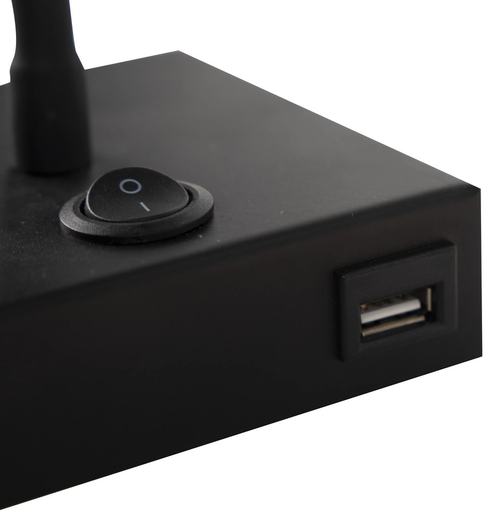Nowoczesna elastyczna lampa ścienna USB czarna - Zeno Nowoczesny Oswietlenie wewnetrzne