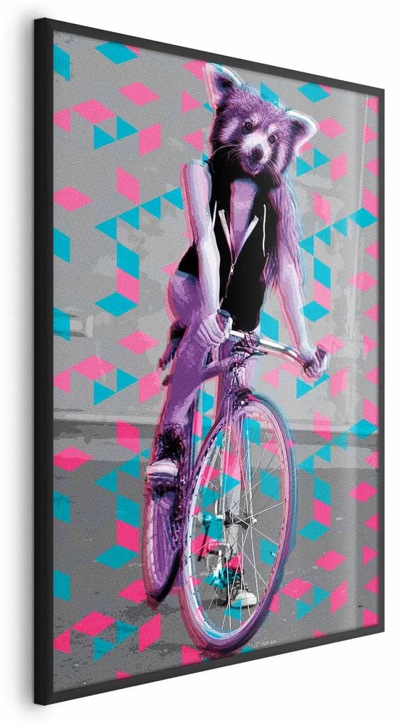Plakat Szop na rowerze 21x30 cm z ramą czarną bez marginesu ARTGEIST B