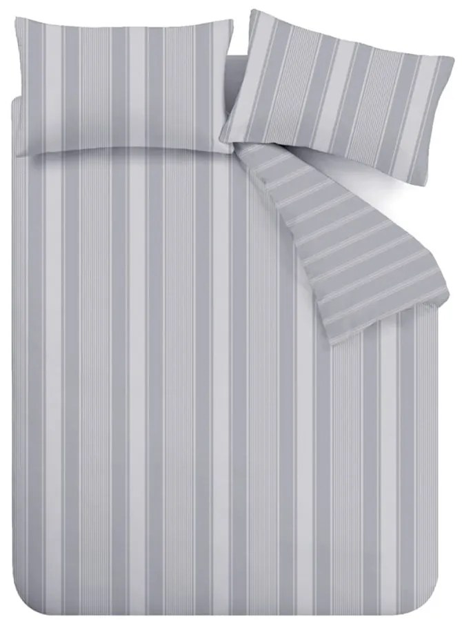 Szara flanelowa pościel dwuosobowa 200x200 cm Ticking Stripe – Bianca