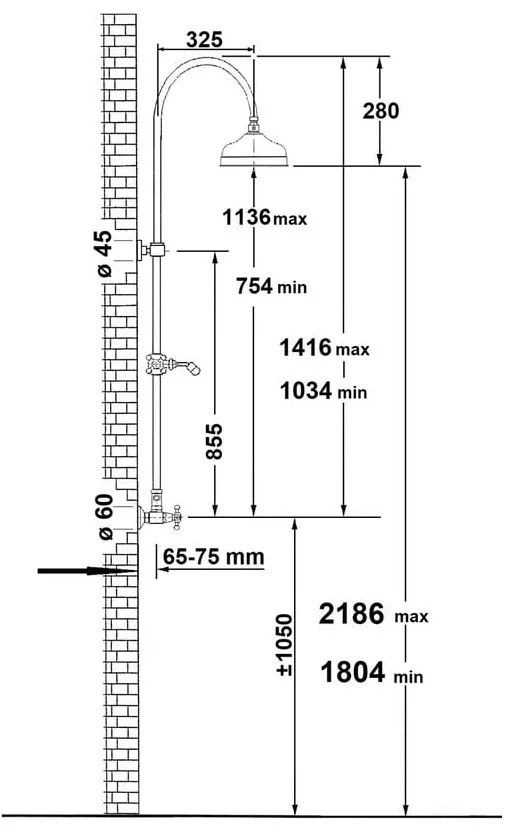 Zestaw prysznicowy z mosiądzu w kolorze brązu z deszczownicą i słuchawką prysznicową 142 cm Antea – Sapho