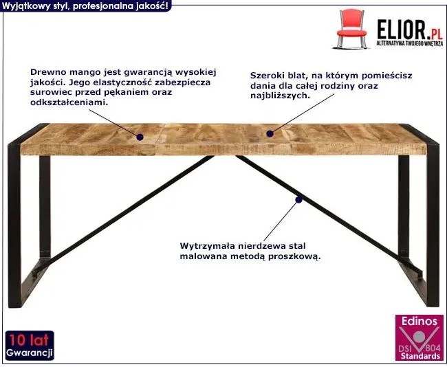 Industrialny stół drewniany 100x200 – Veriz 5X