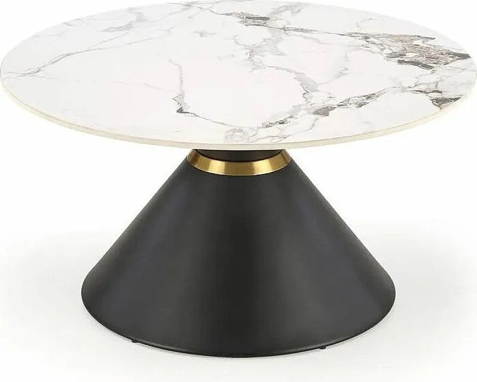 Stolik kawowy GORETTI 80x80 biały marmur/czarny