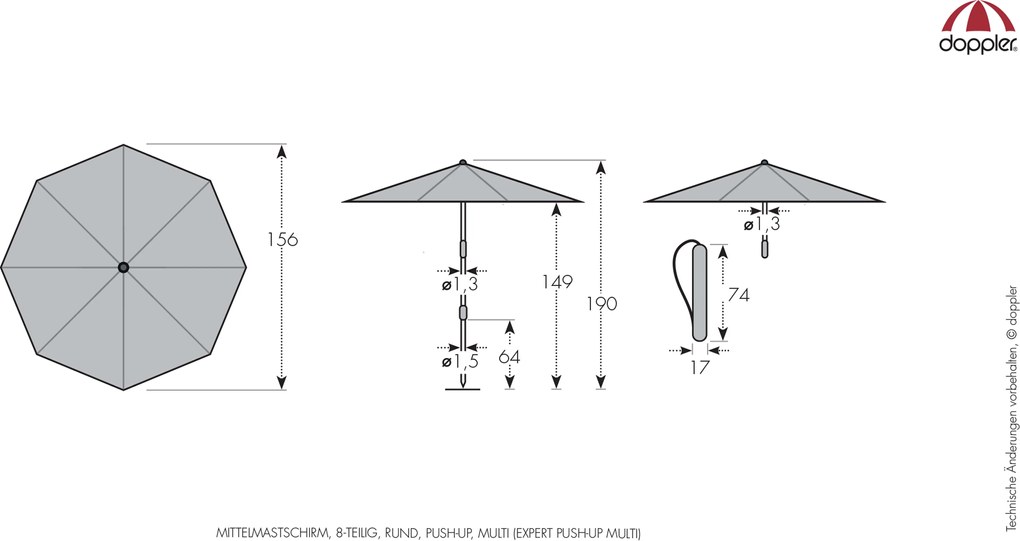 Doppler EXPERT MULTI PUSH UP 160 cm biały