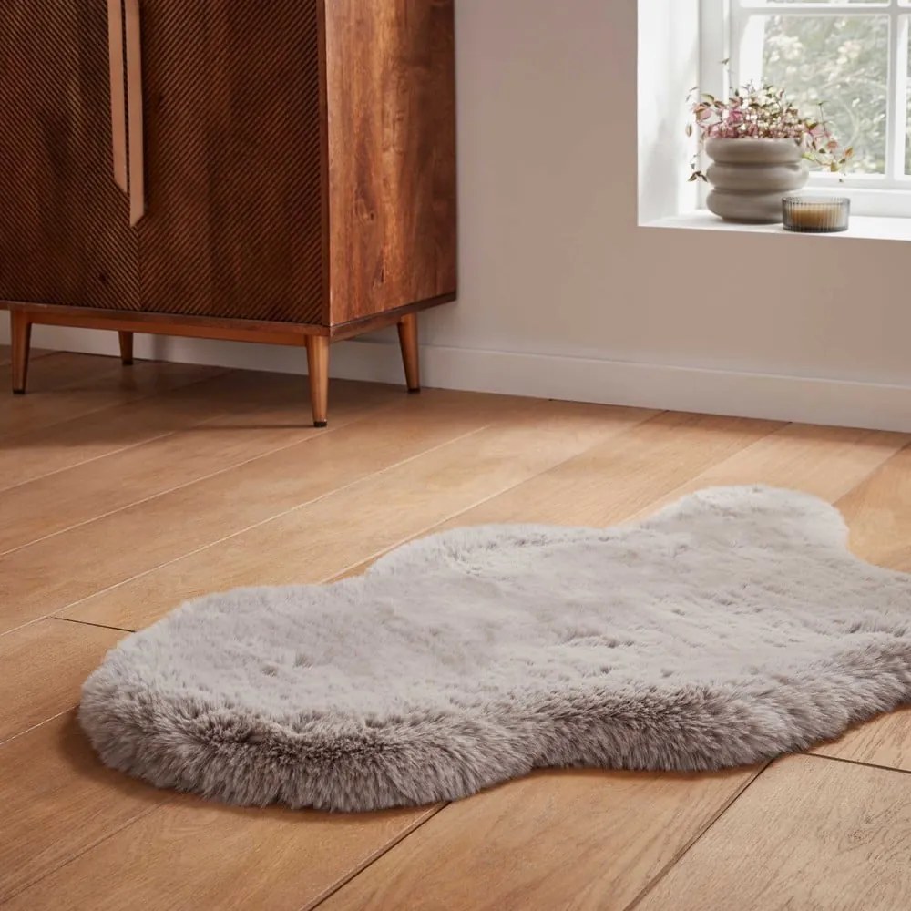 Jasnoszara syntetyczna skóra 60x90 cm Super Teddy – Think Rugs