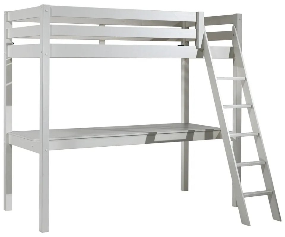 Białe podwyższone łóżko dziecięce z litego drewna sosnowego 140x200 cm PINO – Vipack