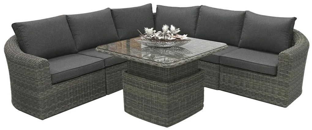 Rattanowy zestaw modułowy BORNEO LUXURY dla 5 osób (szary)