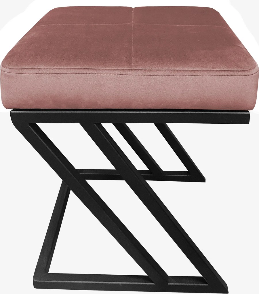 Pufa ZETA tkanina Welur loft ławka podnóżek metal : Kolor Stelaża - Czarny , Kolor tkaniny - VELVET - MG58, Typ tkaniny - Velvet