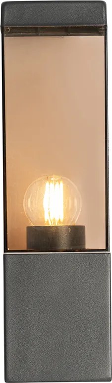 Nowoczesna lampa ścienna zewnętrzna ciemnoszara z dymionym szkłem - Malios
