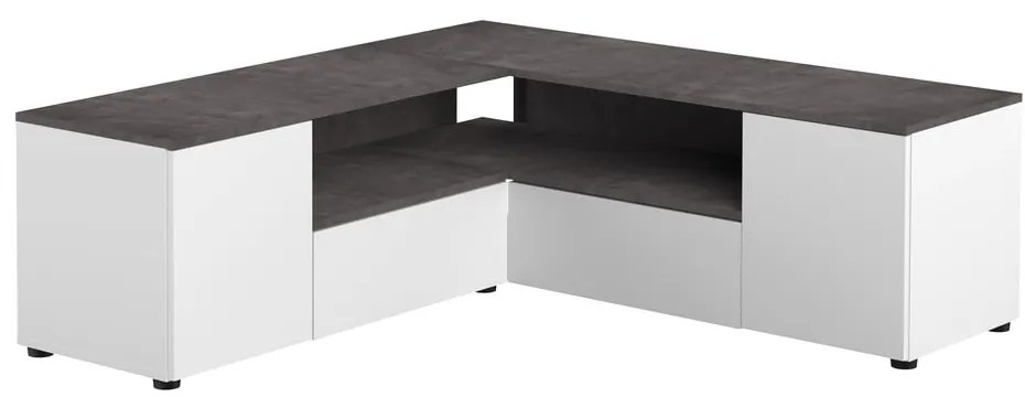 Biało-szara szafka pod TV w dekorze betonu 130x46 cm Angle – TemaHome
