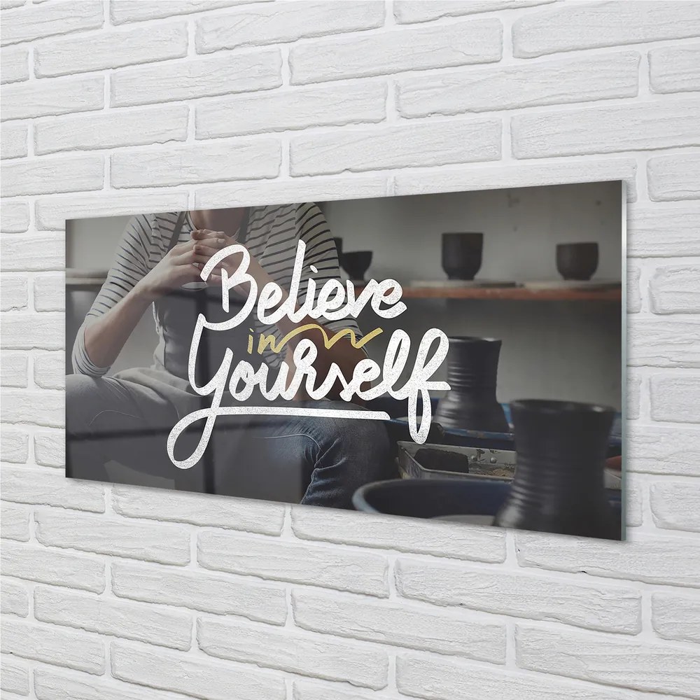 Szklany Panel Człowiek i Napis