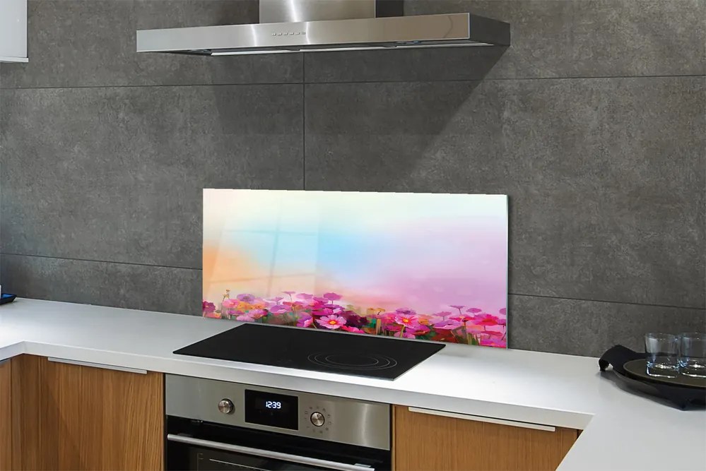 Szklany Panel Polne Kwiaty pod Błękitnym Niebem