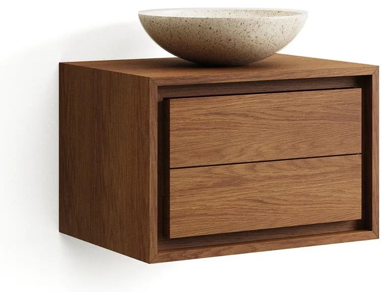 Ciemnobrązowa wisząca szafka pod umywalkę z litego drewna tekowego 60x40 cm Kenta – Kave Home