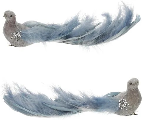 Niebieski paw z klipsem, 25 x 8 x 6 cm, komplet 4 szt.