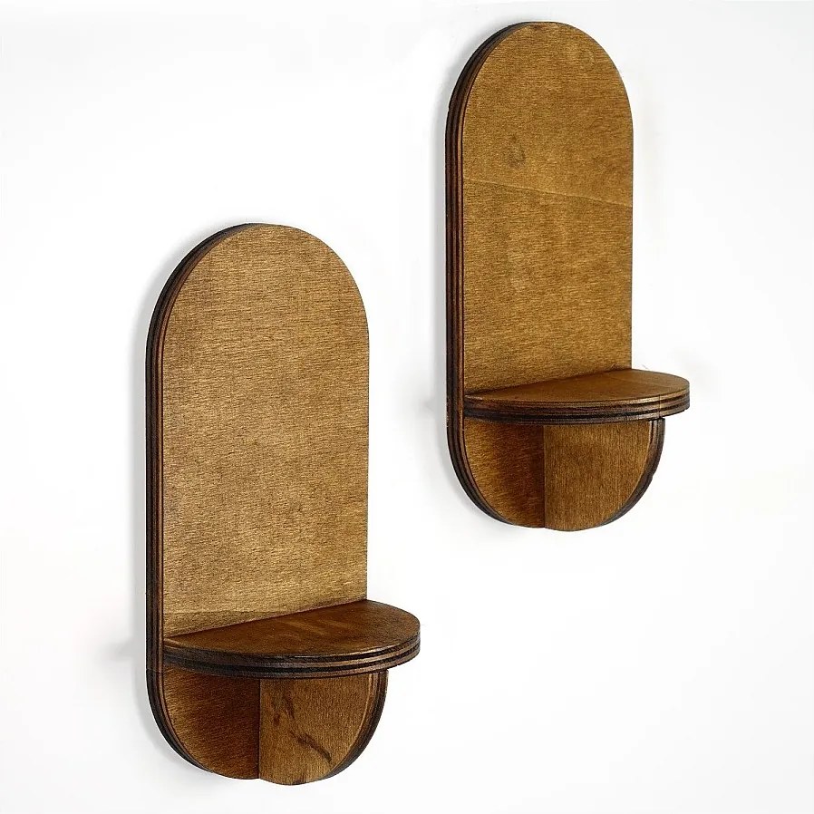 Półka ścienna – 13 x 26 x 9 cm – Orzech – Sklejka