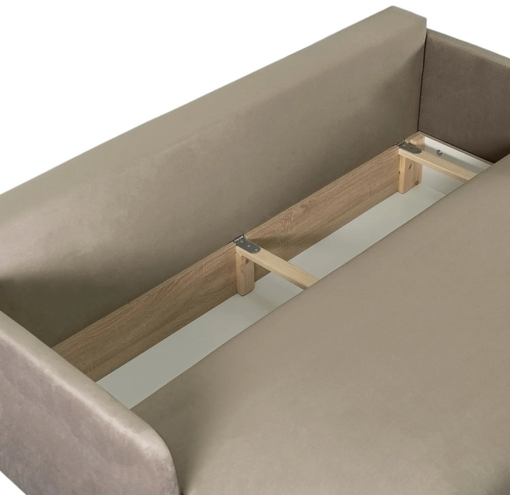 Sofa Rozkładana z Funkcją Spania LUMO Dwuosobowa Beżowa Nowoczesna do Salonu