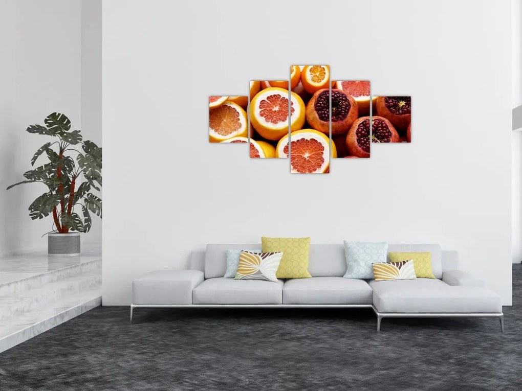 Obraz pomarańczy i granatów (125x70 cm)