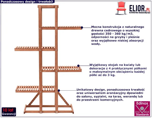 Regał Na Kwiaty Z Drewna Cedrowego K5-E53