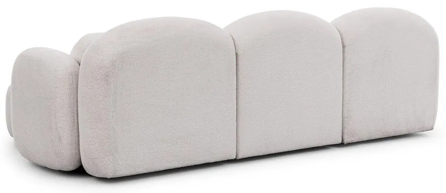 Kremowy narożnik z materiału bouclé (prawostronny/z szezlongiem) Orbit – Ropez