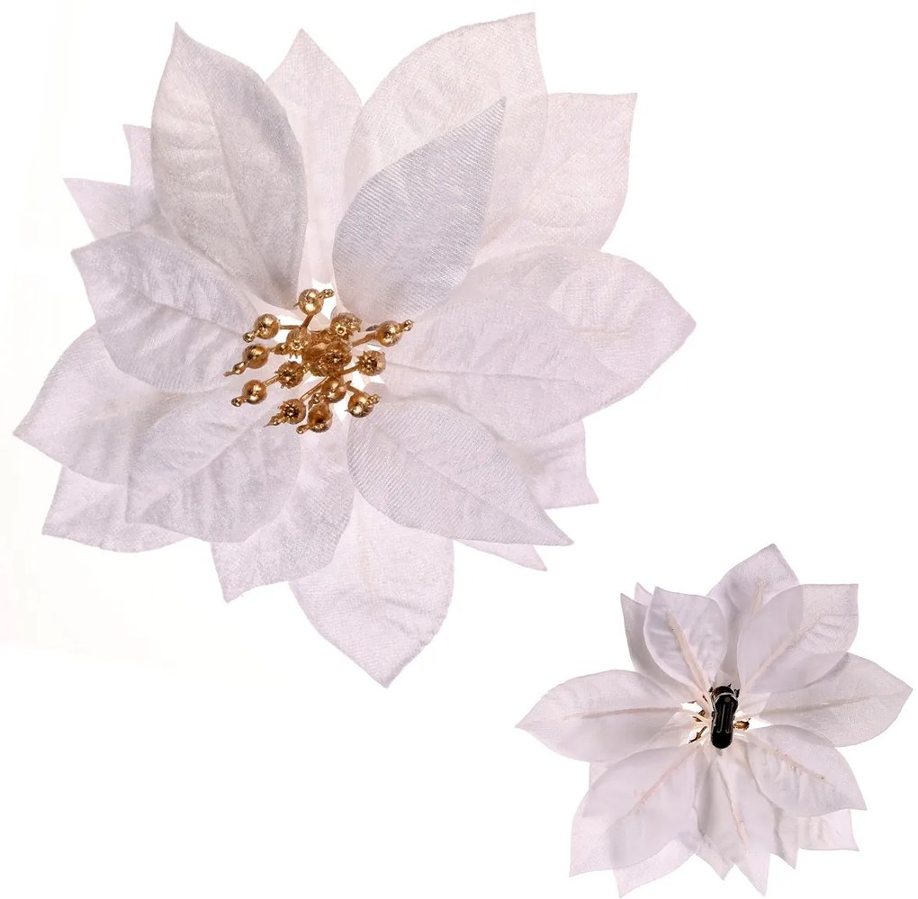 Sztuczny kwiat Poinsettia, biały, średnica 20 cm