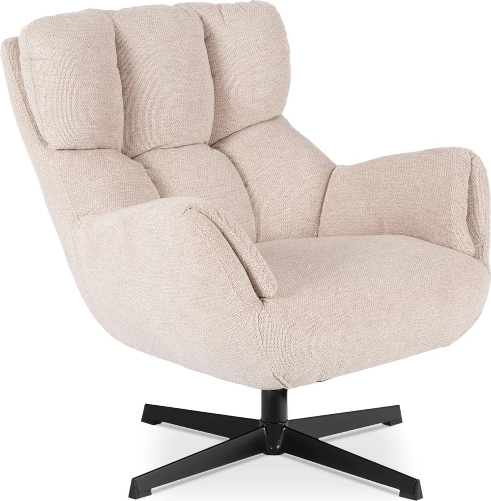 Fotel Wypoczynkowy Obrotowy REAL do Salonu Kremowy Nowoczesny