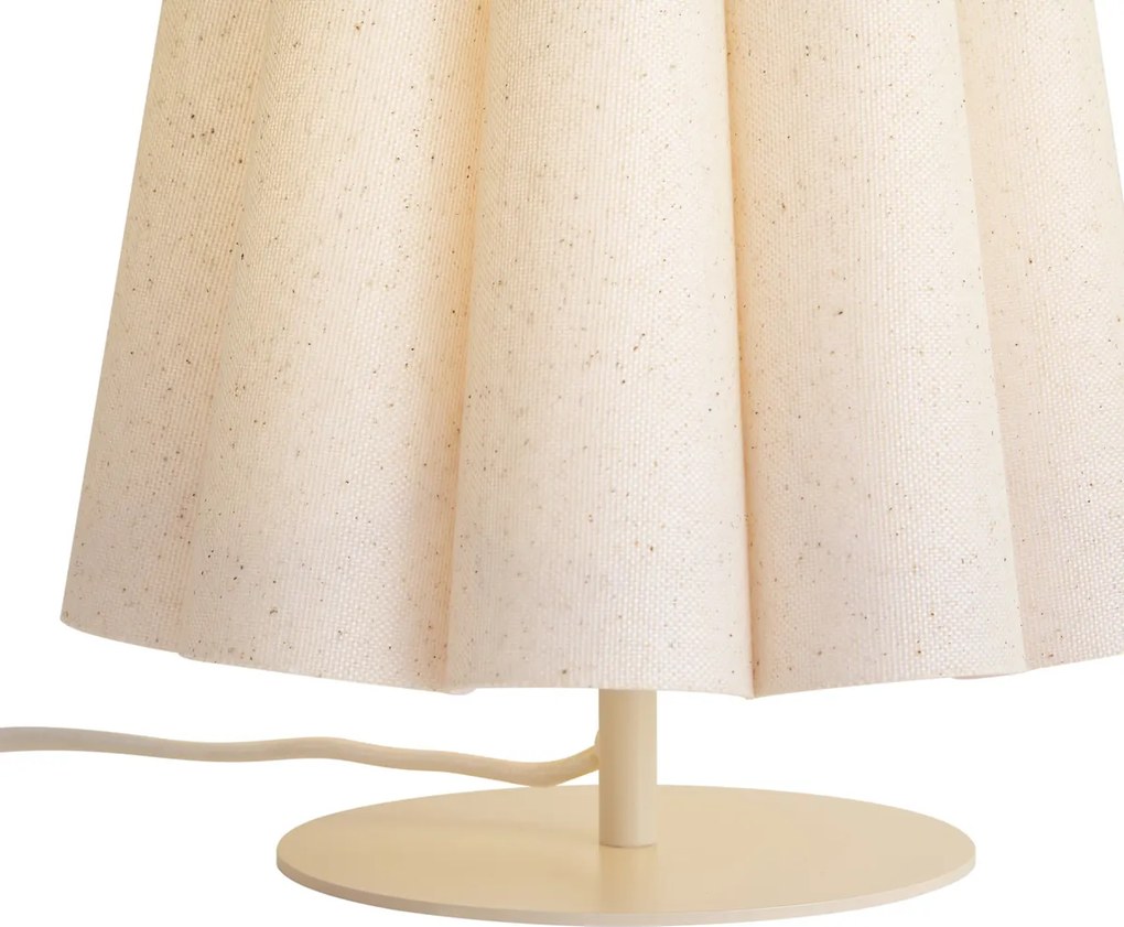 Lampa stołowa Japandi beżowa z abażurem z tkaniny 22 cm - Jenni