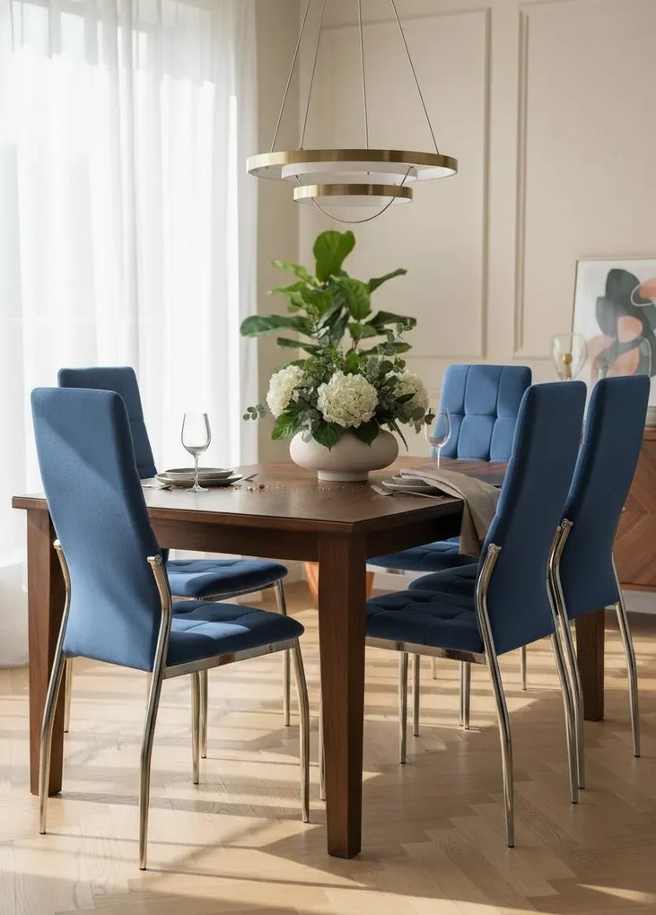 Granatowe nowoczesne pikowane krzesło z weluru T0-S95