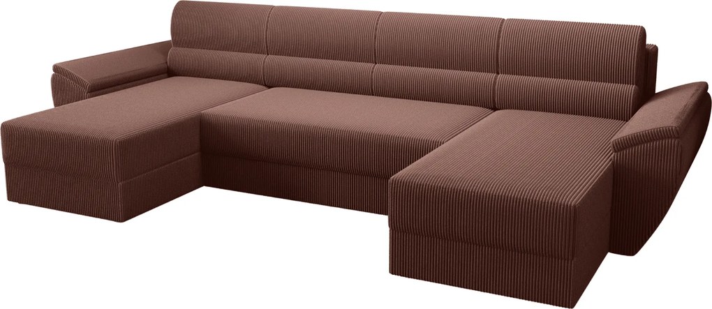Rozkładana sofa narożna w kształcie U TAVERO 321x140 cm, ciemnoróżowa