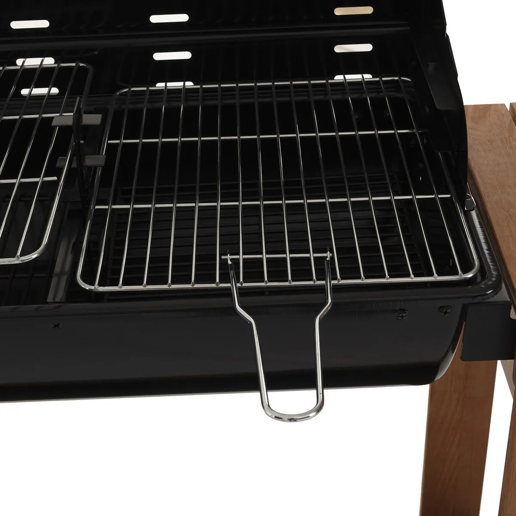 Grill ogrodowy z drewnianą półeczką BBQ