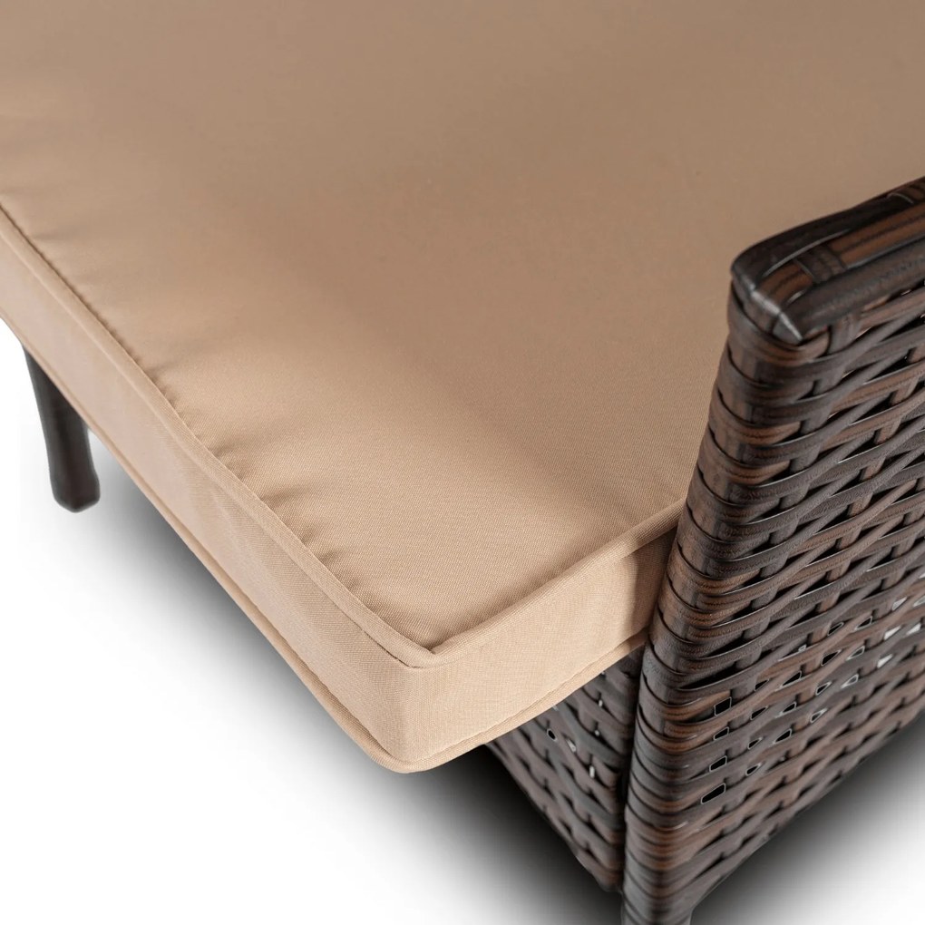 Zestaw mebli ogrodowych dla 4 osób Moreno - stół okrągły 90 cm i 4 krzesła, brązowy technorattan