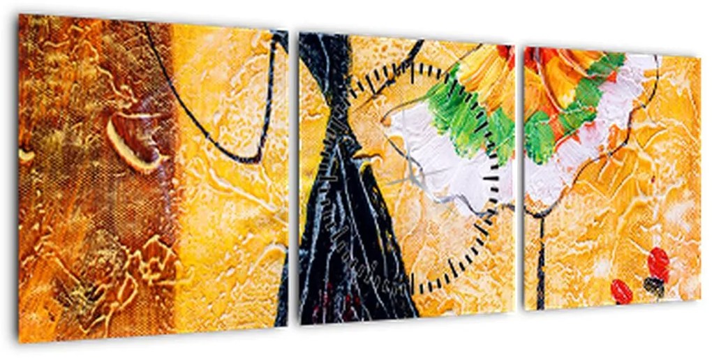 Obraz - Tańczące baletnice, obraz olejny (z zegarem) (90x30 cm)