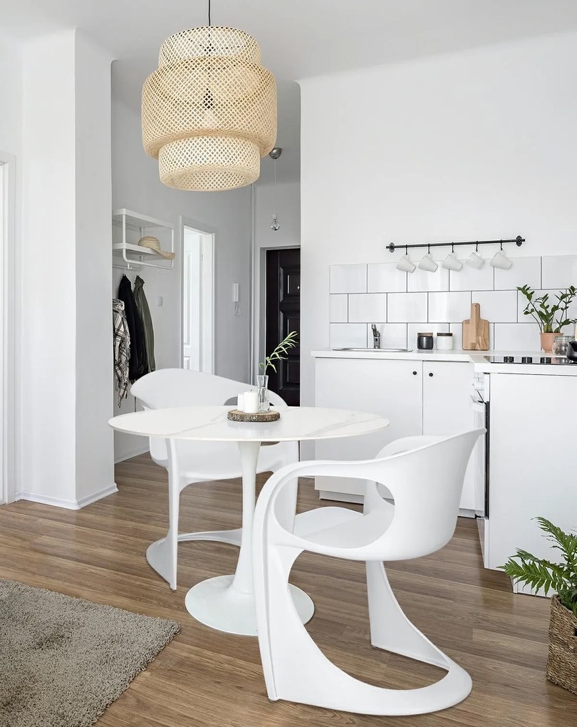 Stół na jednej nodze z marmurowym blatem Skinny Premium Stone White 90