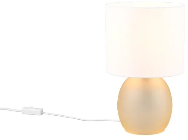 Lampa stołowa w biało-złotym kolorze z tekstylnym kloszem (wys. 29 cm) Vela – Trio