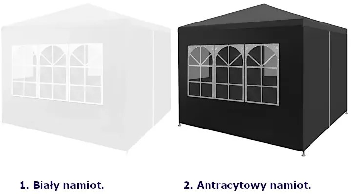 Antracytowy Namiot Ogrodowy Z Oknami Ciemny Dąb B0-F35