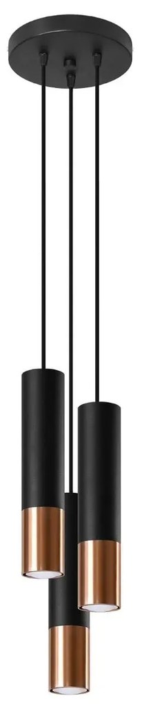 Lampa wisząca LOOPEZ 3P czarny/miedź SOLLUX LIGHTING