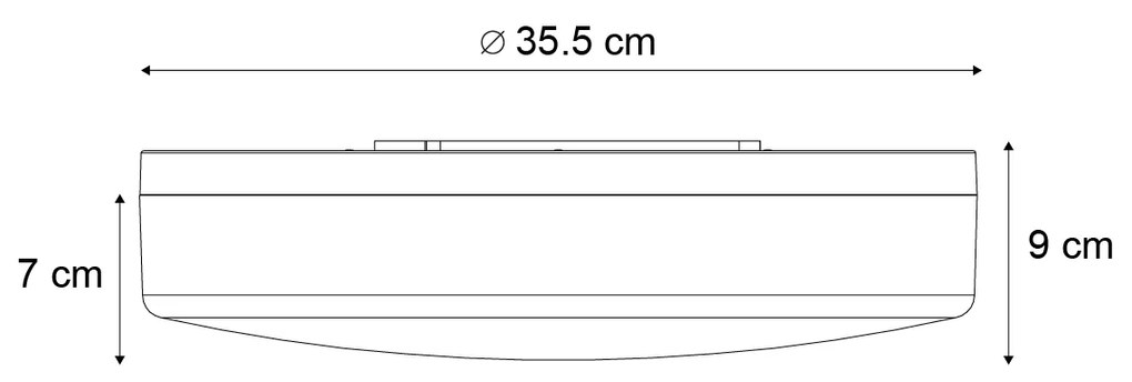 Lampa sufitowa czarna z dymionym szkłem 35,5 cm z wbudowanym ściemnianym LED - Fira Nowoczesny Oswietlenie wewnetrzne