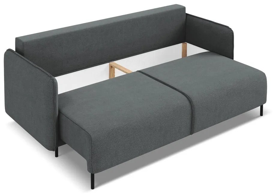 Ciemnoszara rozkładana/ze schowkiem sofa 226 cm Luana – Makamii