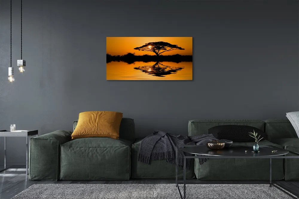 Obraz drukowany na płótnie Drzewo o Zachodzie Słońca