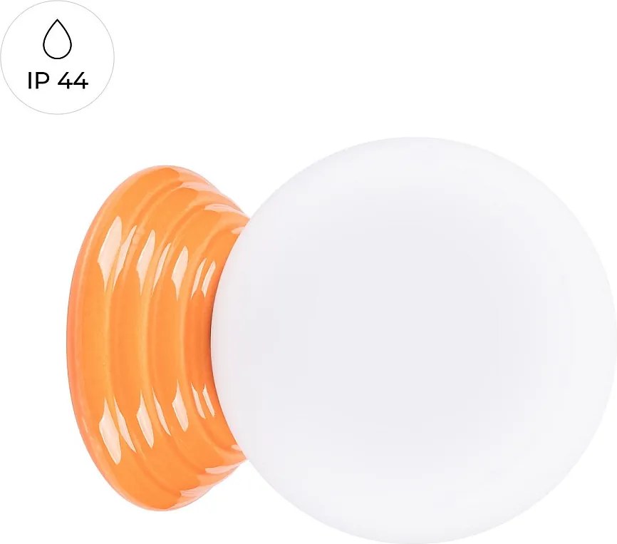 Lampa ścienna minimalistyczny Zori, ceramika szkliwiona/szkło - 1 źródło - L.12 x H.12 cm - pomarańczowy