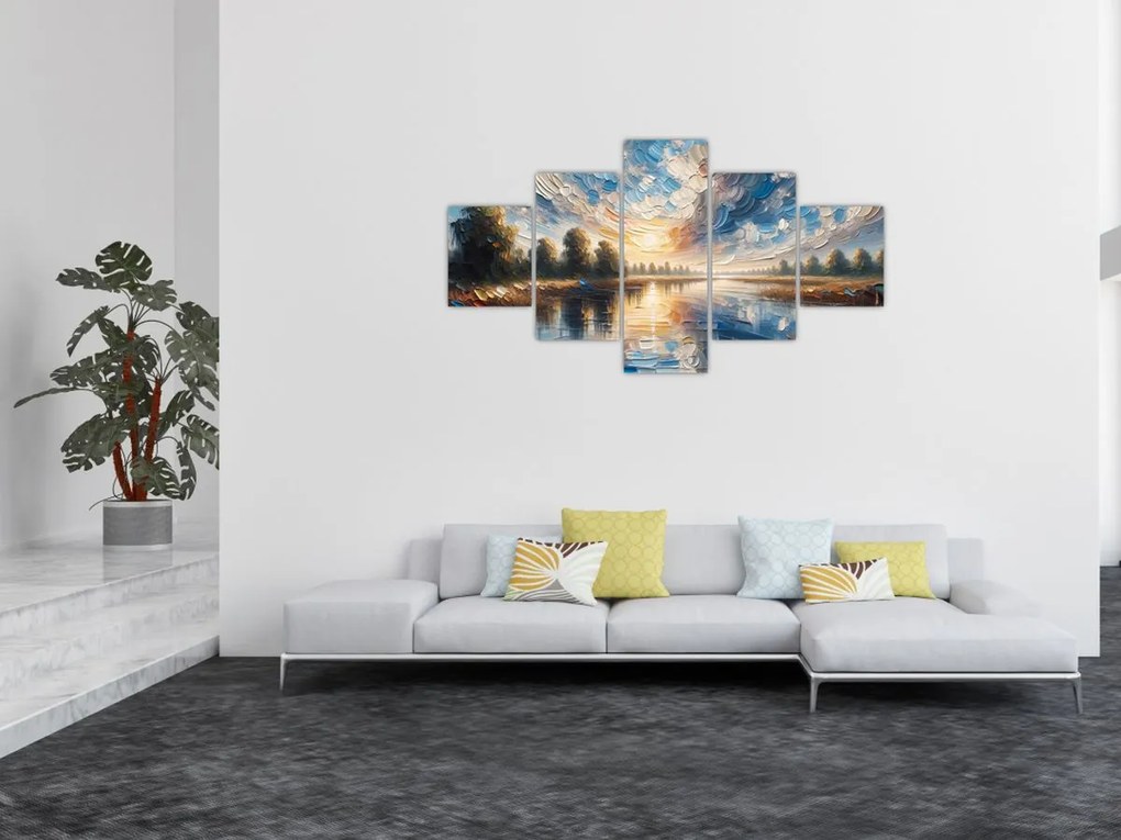 Obraz - Obraz słońca nad wodą (125x70 cm)