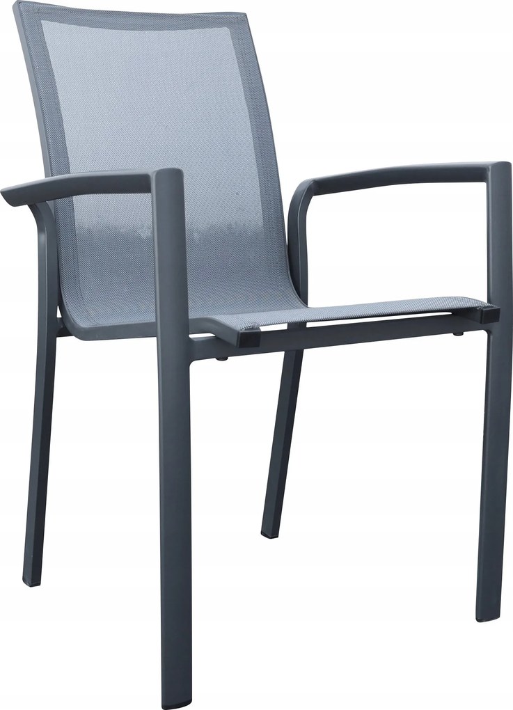Krzesło ogrodowe aluminium antracyt 56x65x88 komfortowe wytrzymałe tarasowe