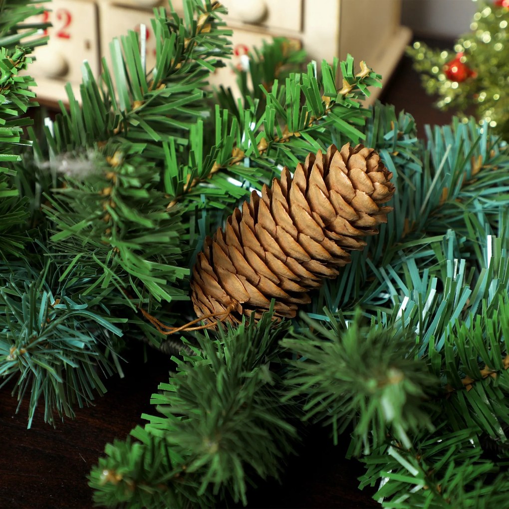 HOMCOM 1,8 m sztuczna girlanda świąteczna dekoracja z 162 końcówkami, 8 szyszkami, zielona | Aosom PL