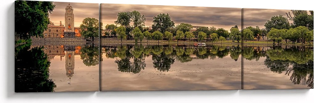 Obraz jeziora i drzew (170x50 cm)