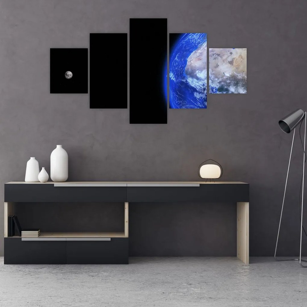 Obraz Księżyca i Ziemi (125x70 cm)