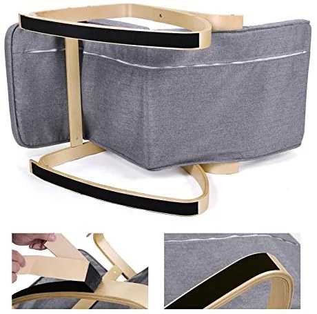 Fotel bujany SWING, max obciążenie 150kg, 67x115x91cm, szara SongmicsHome