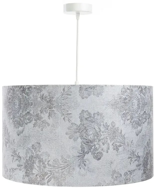 Srebrna lampa wisząca z nadrukiem na kloszu - S393 T7-F60