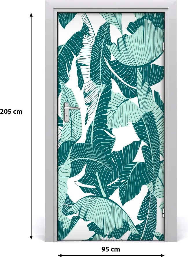 Okleina samoprzylepna na drzwi Tropikalne liście