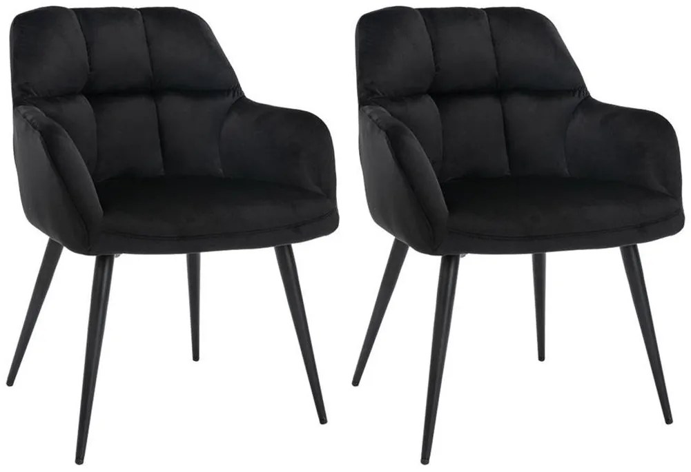 Zestaw 2 krzeseł PEGA marki Pascal Morabito - Podłokietniki - Welur i metal - Czarny